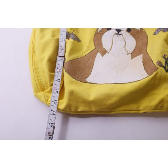80s Hand Made, Shih Tzu, Tote Bag, Yellow, Purse, Handbag, Vintage, Accessory